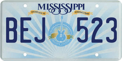 MS license plate BEJ523