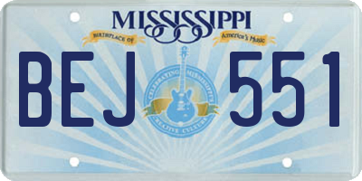 MS license plate BEJ551