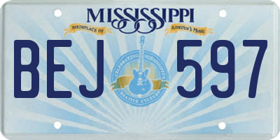 MS license plate BEJ597