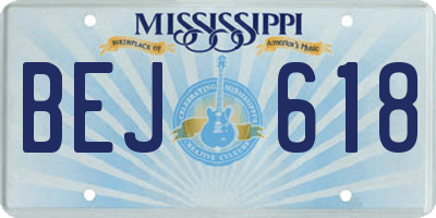 MS license plate BEJ618