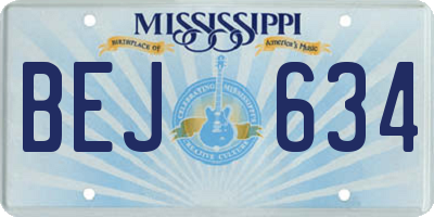 MS license plate BEJ634