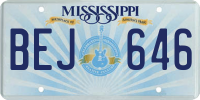 MS license plate BEJ646