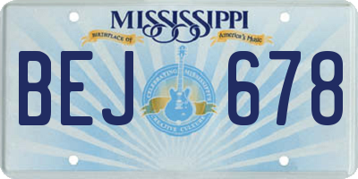 MS license plate BEJ678