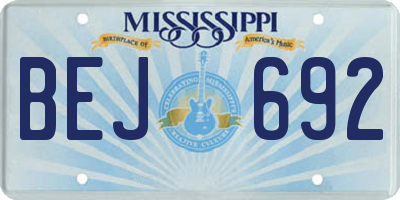 MS license plate BEJ692