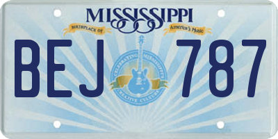 MS license plate BEJ787