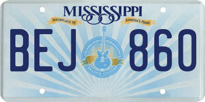 MS license plate BEJ860