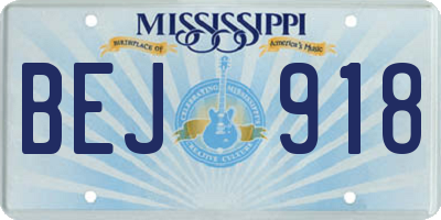 MS license plate BEJ918