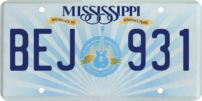 MS license plate BEJ931