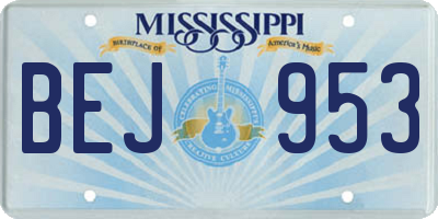 MS license plate BEJ953