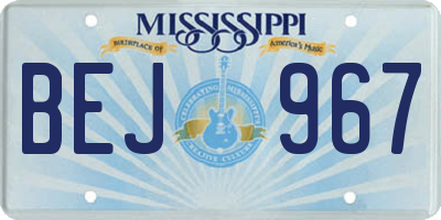 MS license plate BEJ967