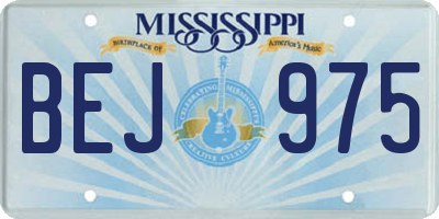 MS license plate BEJ975