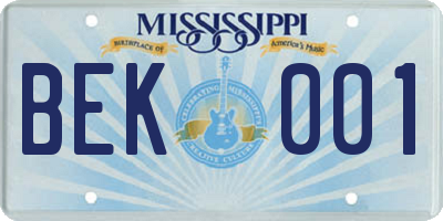 MS license plate BEK001