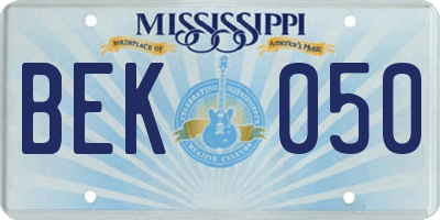 MS license plate BEK050