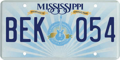 MS license plate BEK054