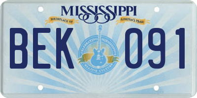 MS license plate BEK091