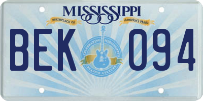 MS license plate BEK094