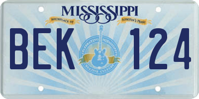 MS license plate BEK124