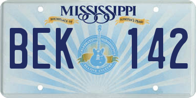 MS license plate BEK142