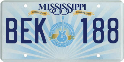 MS license plate BEK188