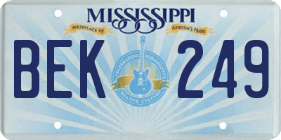 MS license plate BEK249