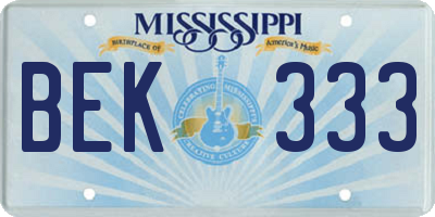 MS license plate BEK333