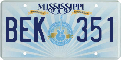 MS license plate BEK351