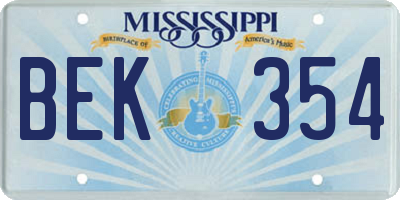 MS license plate BEK354