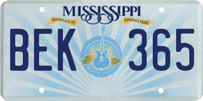MS license plate BEK365