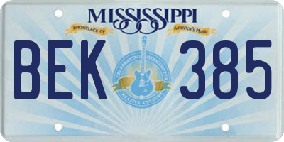 MS license plate BEK385