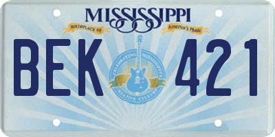 MS license plate BEK421