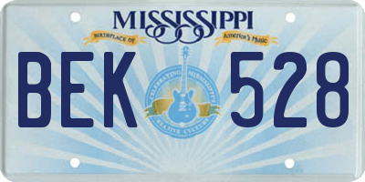 MS license plate BEK528