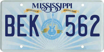 MS license plate BEK562