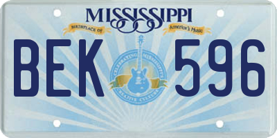 MS license plate BEK596