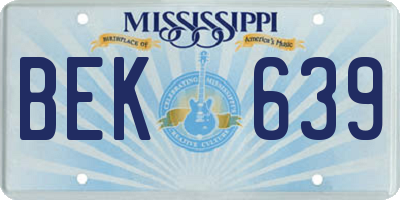 MS license plate BEK639