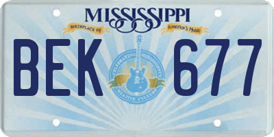 MS license plate BEK677