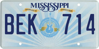 MS license plate BEK714