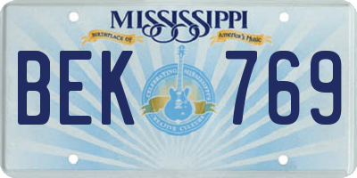 MS license plate BEK769