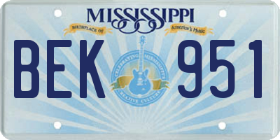 MS license plate BEK951