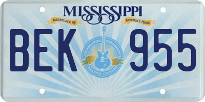 MS license plate BEK955