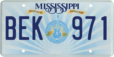 MS license plate BEK971