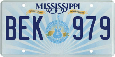 MS license plate BEK979