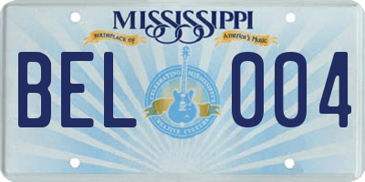 MS license plate BEL004