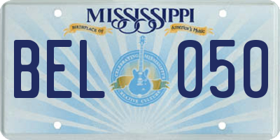 MS license plate BEL050