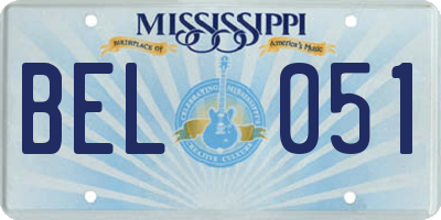 MS license plate BEL051