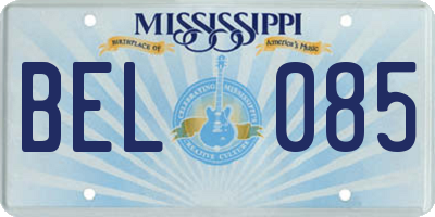 MS license plate BEL085