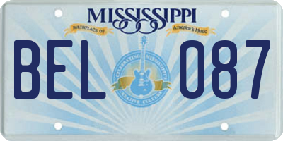 MS license plate BEL087