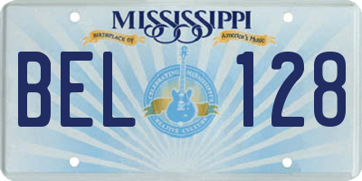 MS license plate BEL128