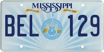 MS license plate BEL129