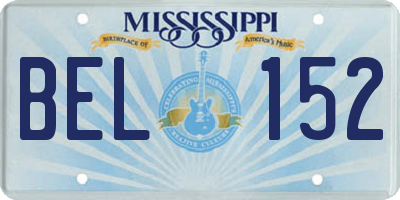 MS license plate BEL152