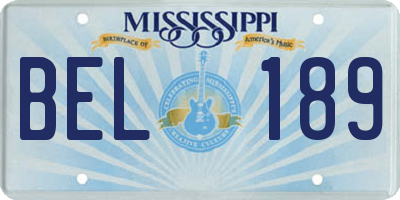 MS license plate BEL189